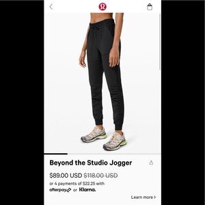 Lululemon Beyond the studio joggers NWT